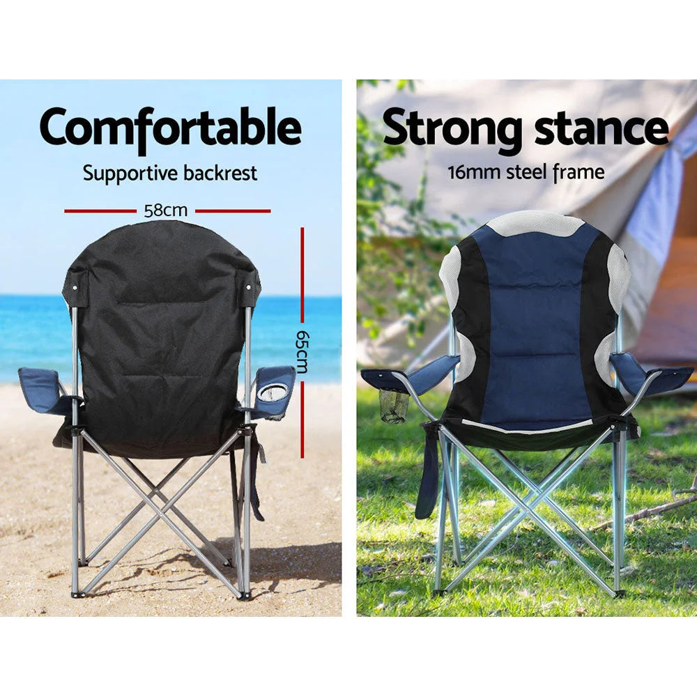 Folding Camping Chairs Set of 2 Armchair Portable Camping
