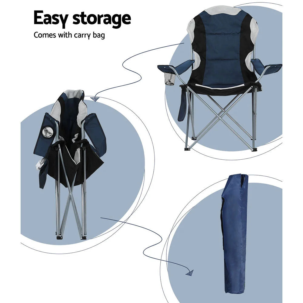 Folding Camping Chairs Set of 2 Armchair Portable Camping