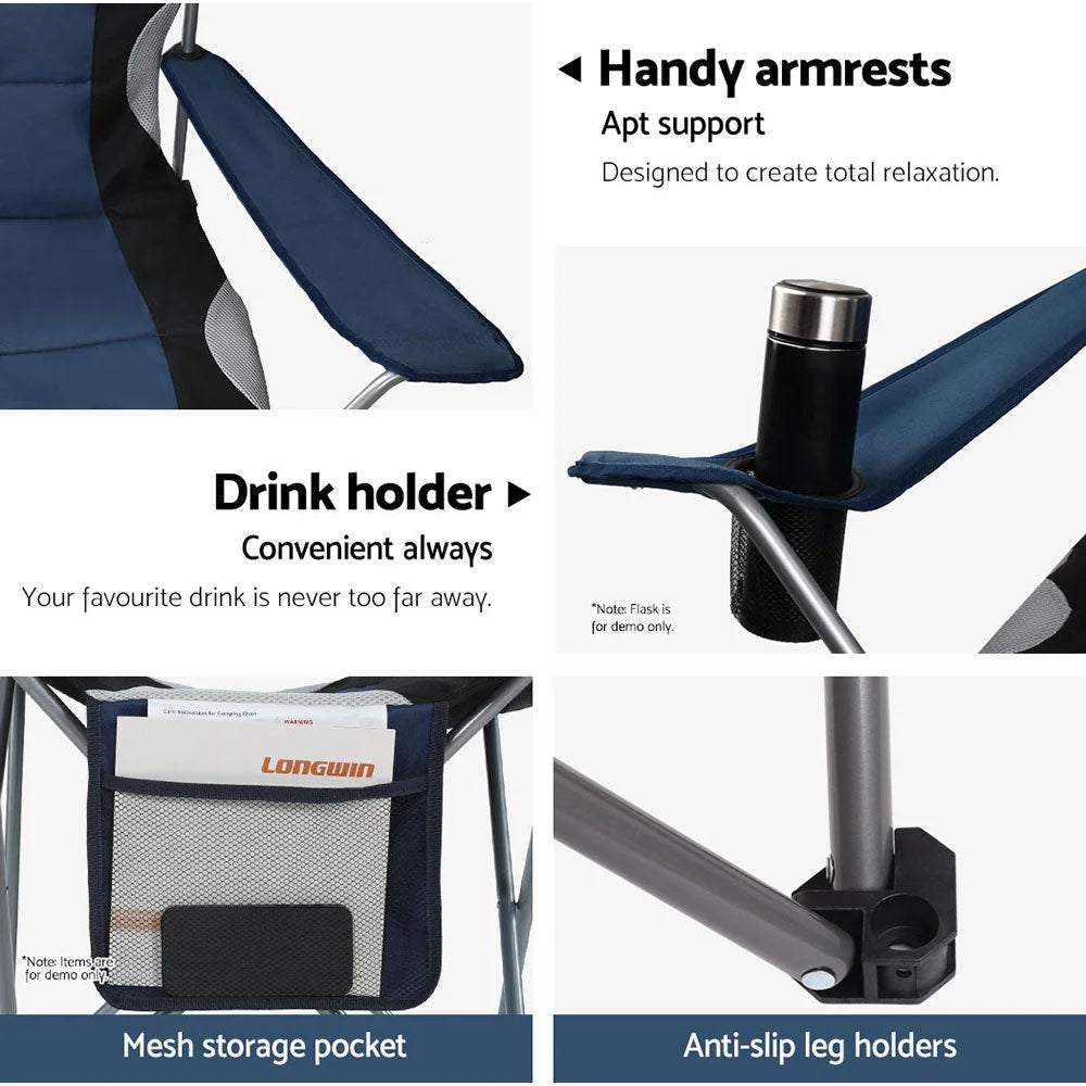 Folding Camping Chairs Set of 2 Armchair Portable Camping