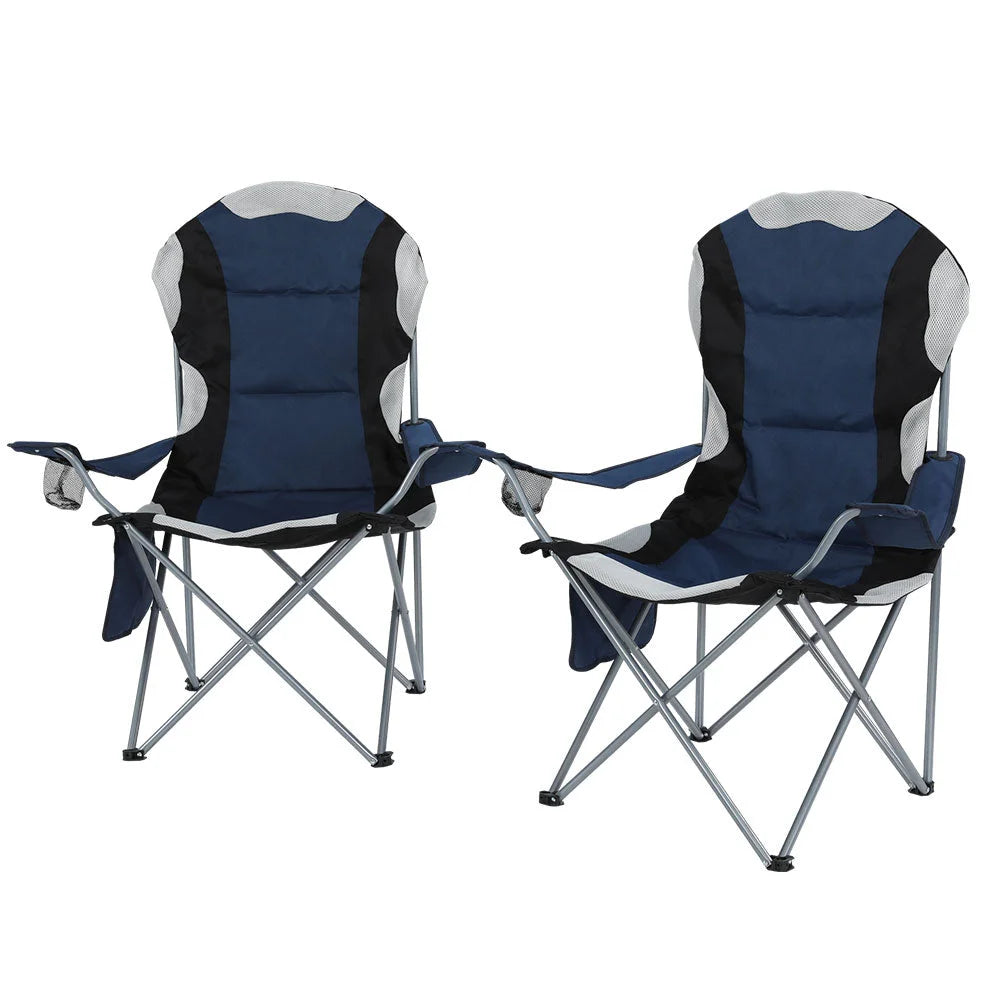 Folding Camping Chairs Set 2 with Armchair Portable Camping Fishing