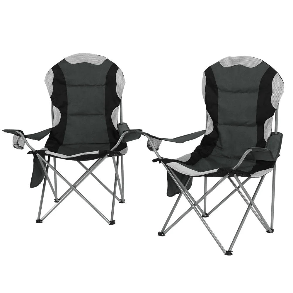 Folding Camping Chairs Set of 2 Armchair Portable