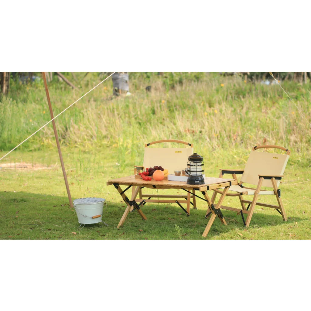 Folding Camping Table Bamboo Roll Up Portable Outdoor