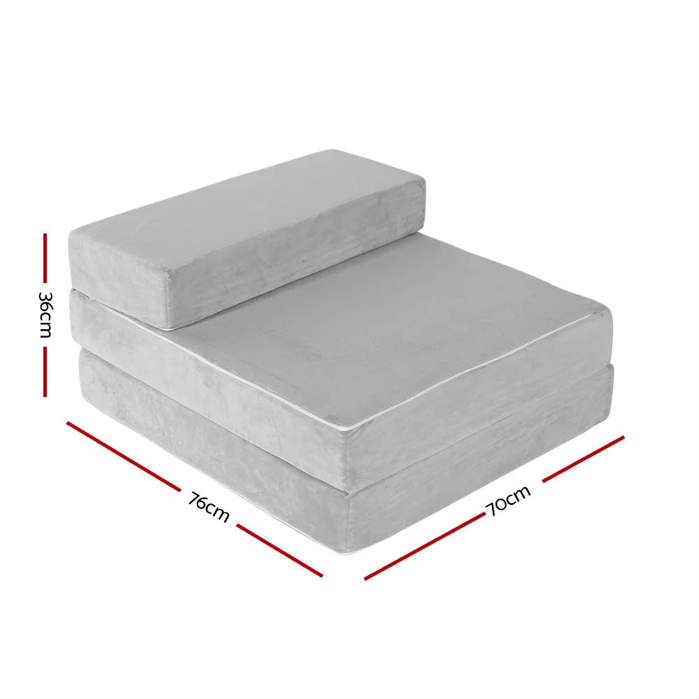 Folding Foam Mattress Portable Sofa Bed Lounge Chair Velvet