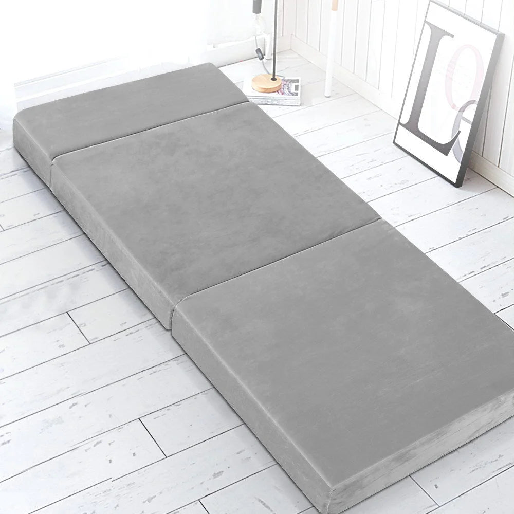 Folding Foam Mattress Portable Sofa Bed Lounge Chair Velvet