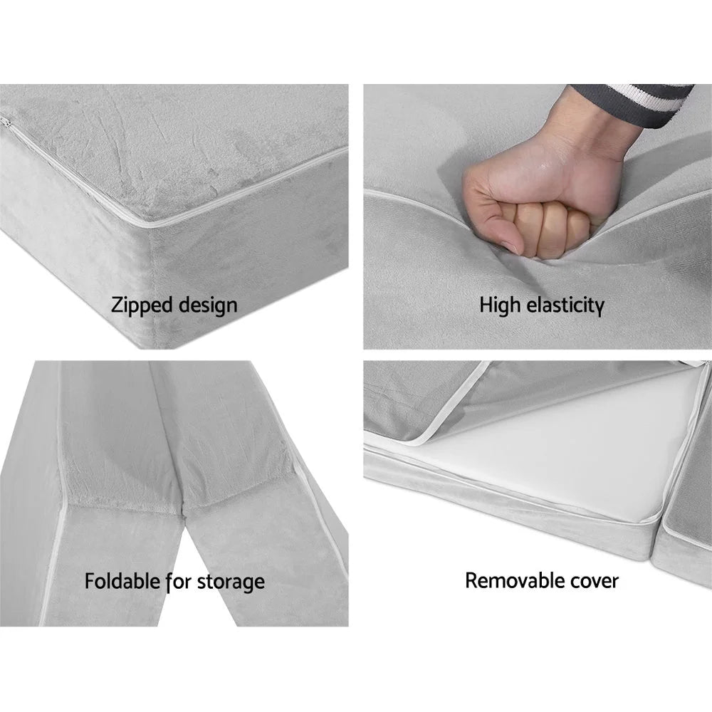 Folding Foam Mattress Portable Sofa Bed Lounge Chair Velvet