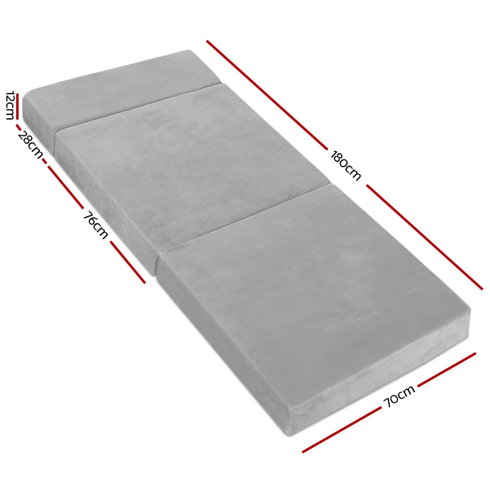 Folding Foam Mattress Portable Sofa Bed Lounge Chair Velvet