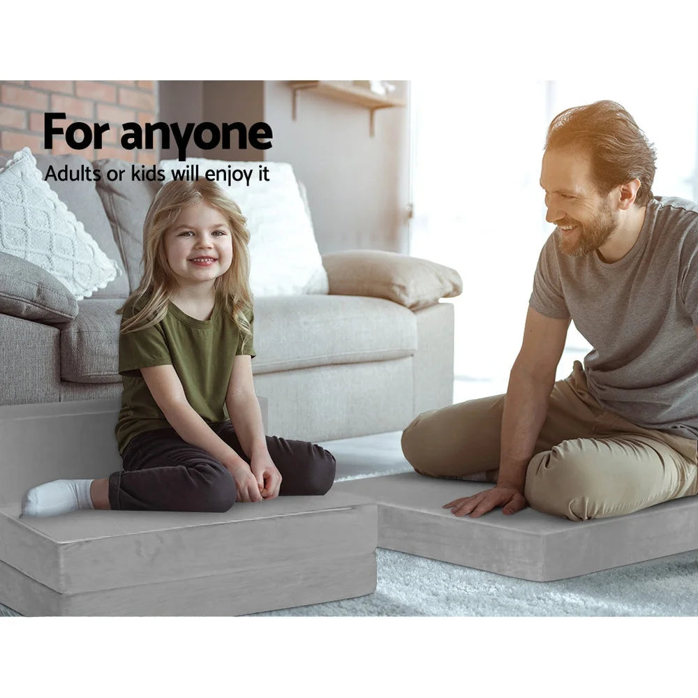 Folding Foam Mattress Portable Sofa Bed Lounge Chair Velvet