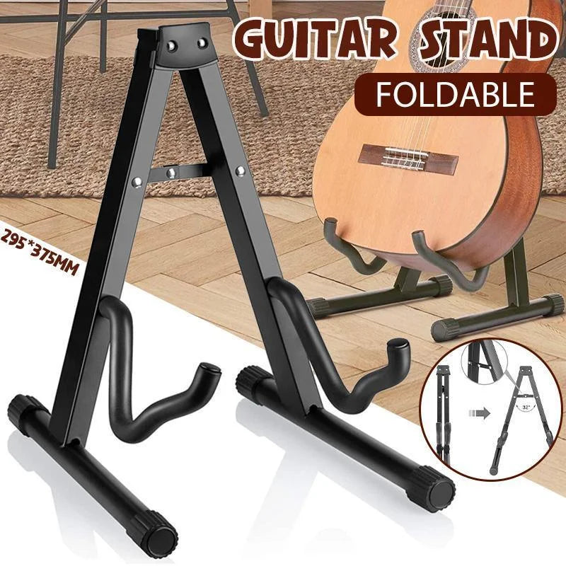 Folding Guitar Stand Floor Rack Electric Acoustic Bass Gig