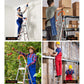 Aluminium folding ladder step with useful parts and product scale