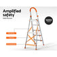 Folding ladder step with attachment points and product body