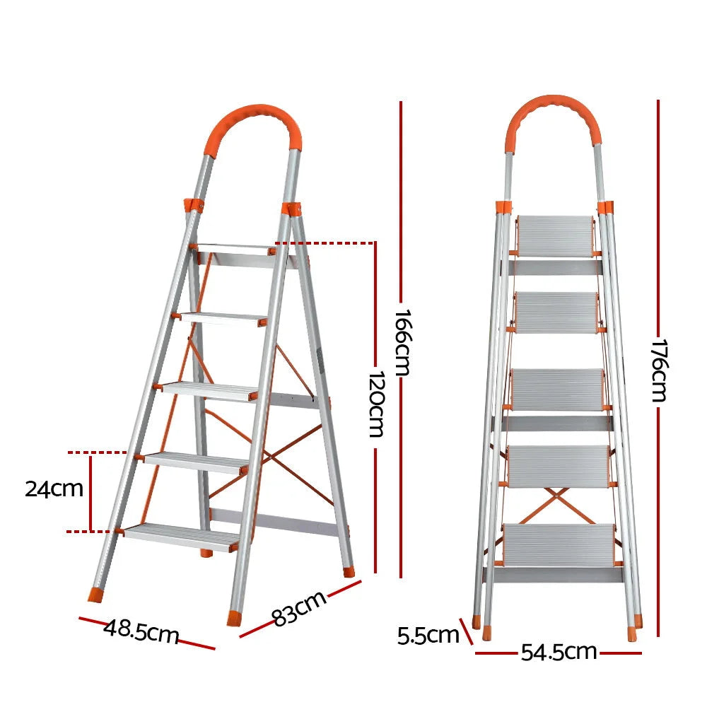 Folding Ladder 5-Step Multi-Purpose Aluminium Lightweight