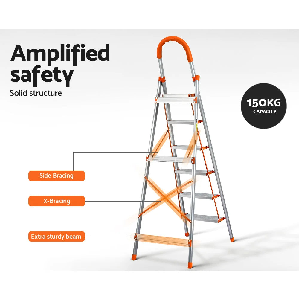 Folding Ladder 6-Step Multi-Purpose Aluminium Lightweight