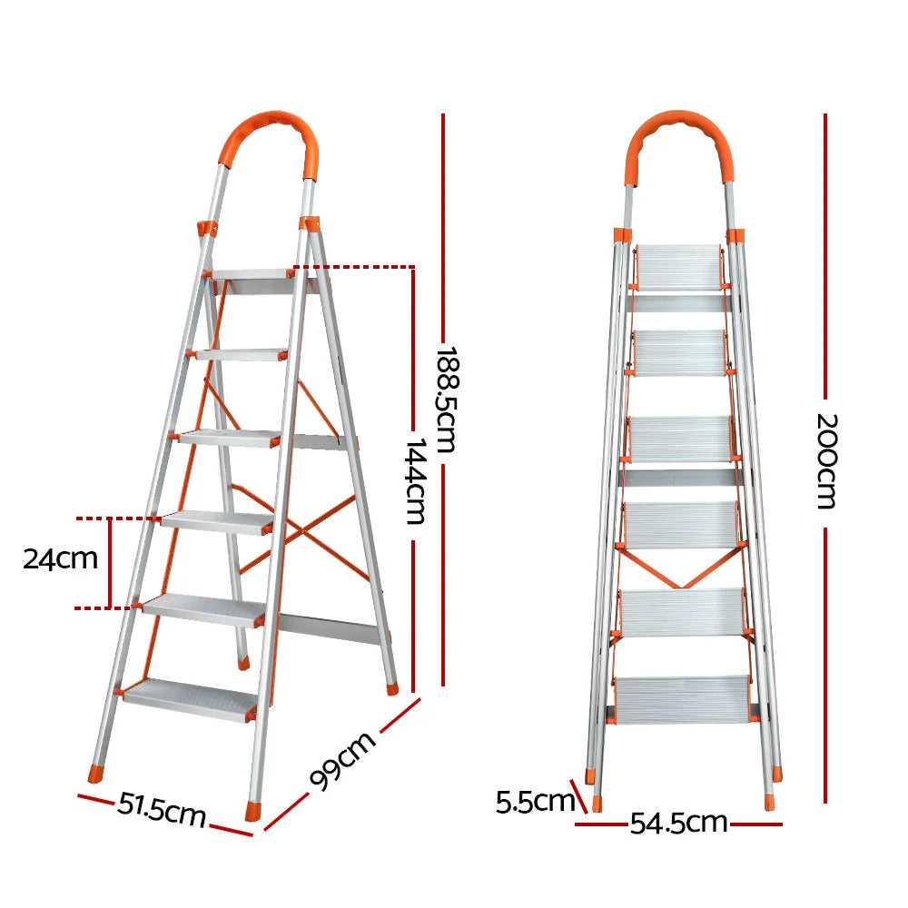 Folding Ladder 6-Step Multi-Purpose Aluminium Lightweight