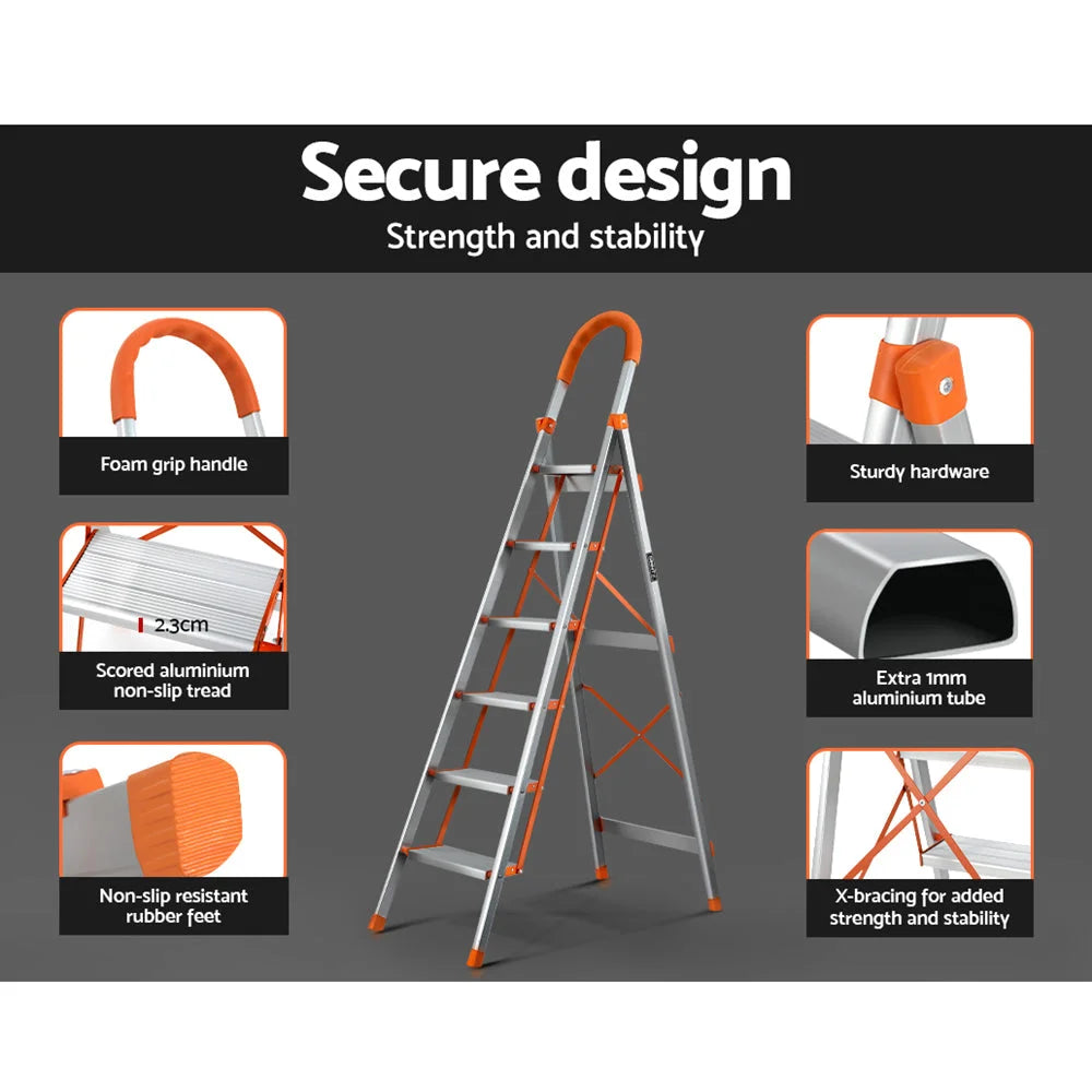 Folding Ladder 6-Step Multi-Purpose Aluminium Lightweight