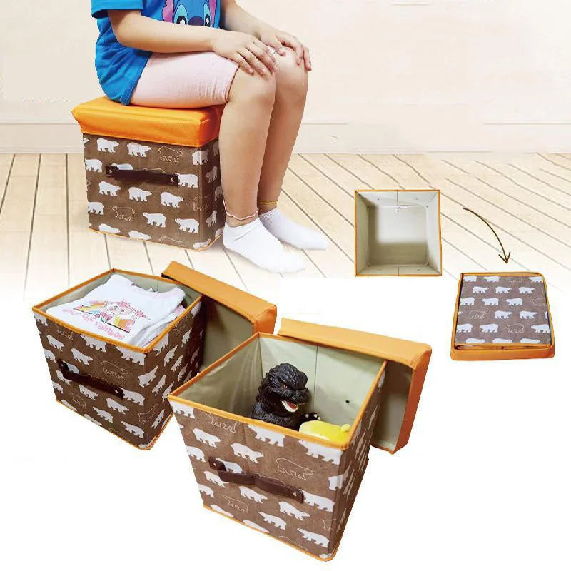 Folding Ottoman Storage Stool Cube Footstool Stool Blanket