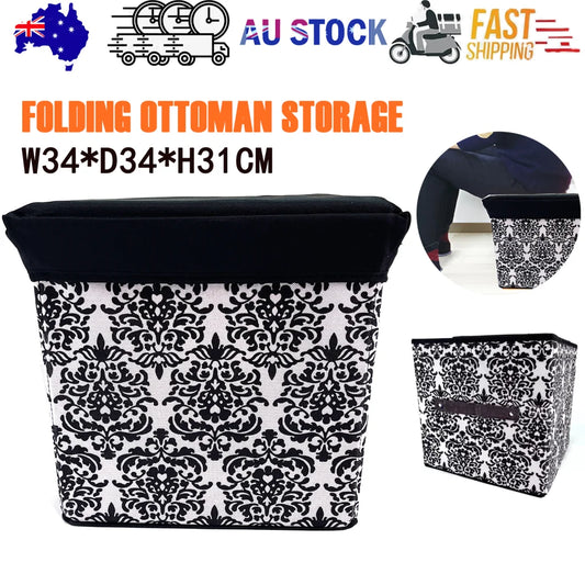 Folding Ottoman Storage Stool Cube Footstool Stool Blanket