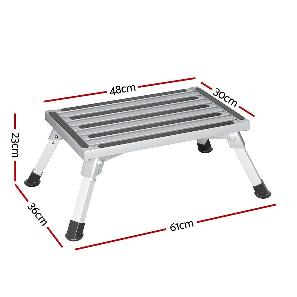 Folding Step Ladder Stool Aluminium - Outdoor Recreation