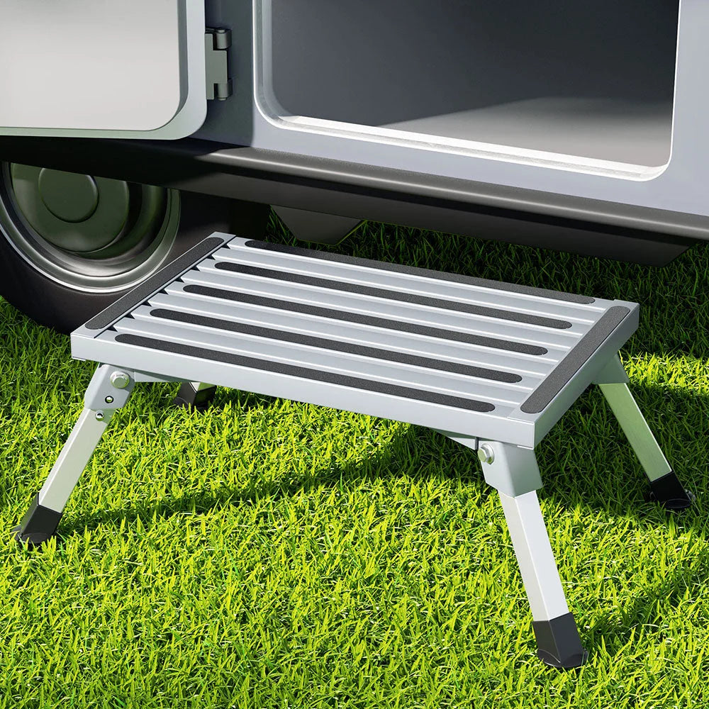 Folding Step Ladder Stool Aluminium - Outdoor Recreation