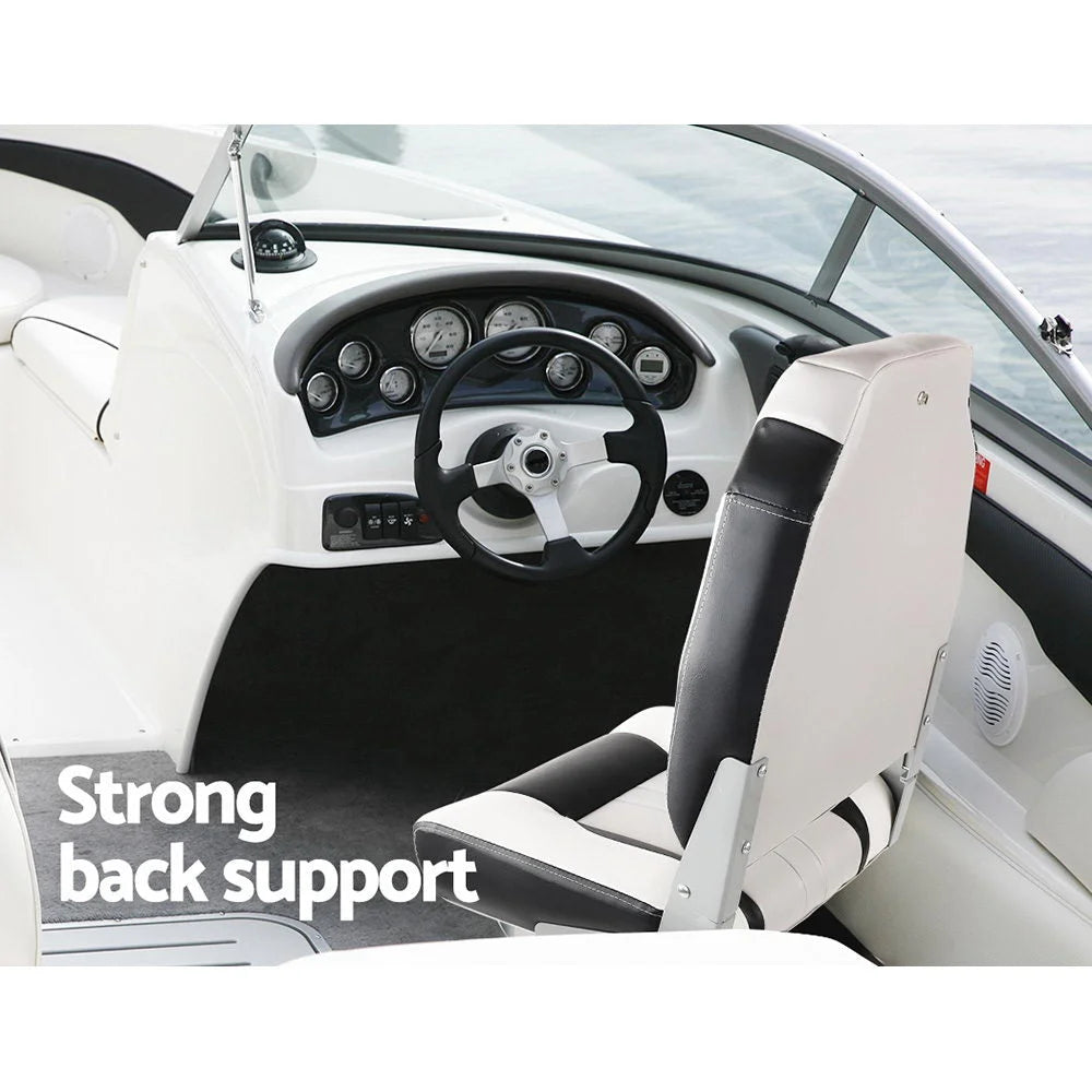 Folding Swivel Boat Seats (Set of 2) Grey/Black - Outdoor