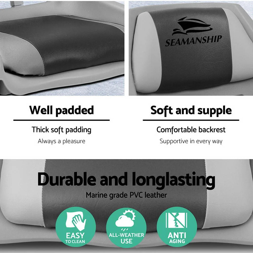 Folding Swivel Boat Seats (Set of 2) Grey/Charcoal - Outdoor