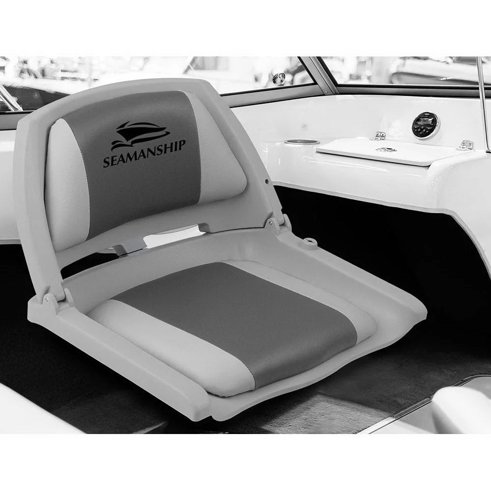 Folding Swivel Boat Seats (Set of 2) Grey/Charcoal - Outdoor