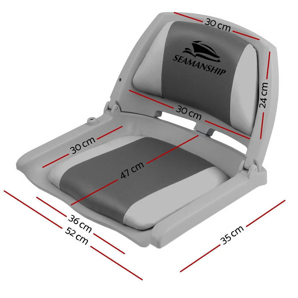Folding Swivel Boat Seats (Set of 2) Grey/Charcoal - Outdoor