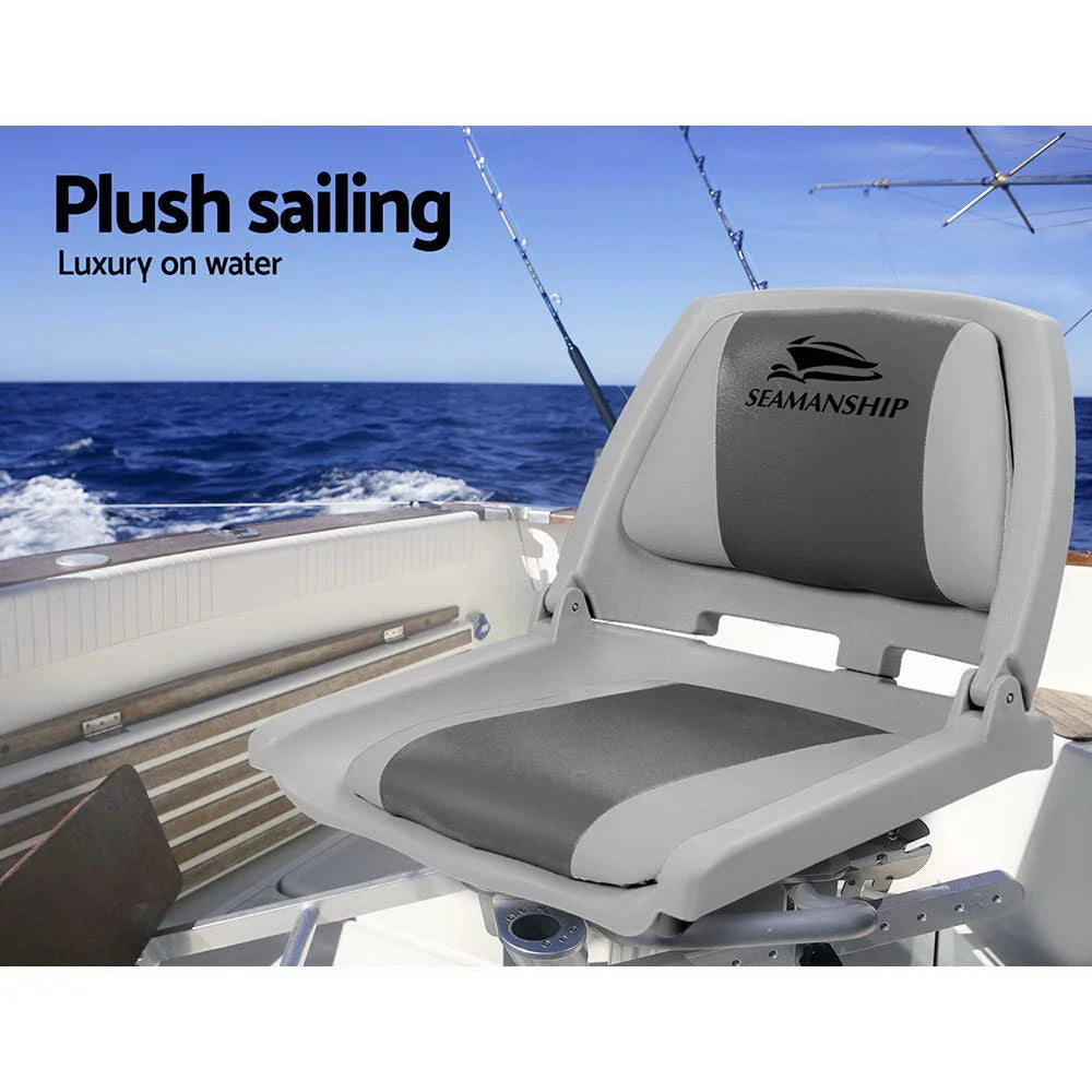 Folding Swivel Boat Seats (Set of 2) Grey/Charcoal - Outdoor