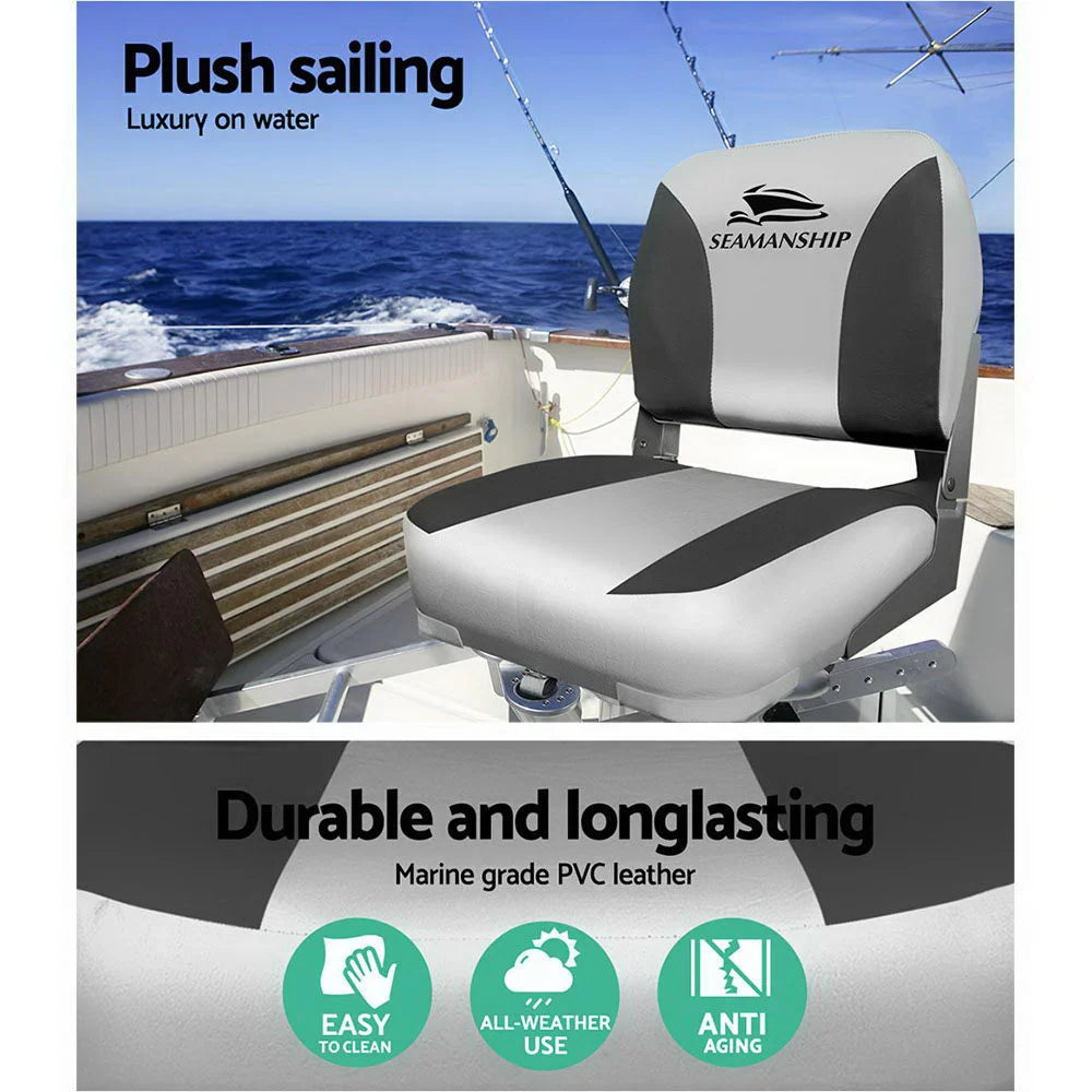 Folding Swivel Boat Seats (Set of 2) Grey - Outdoor