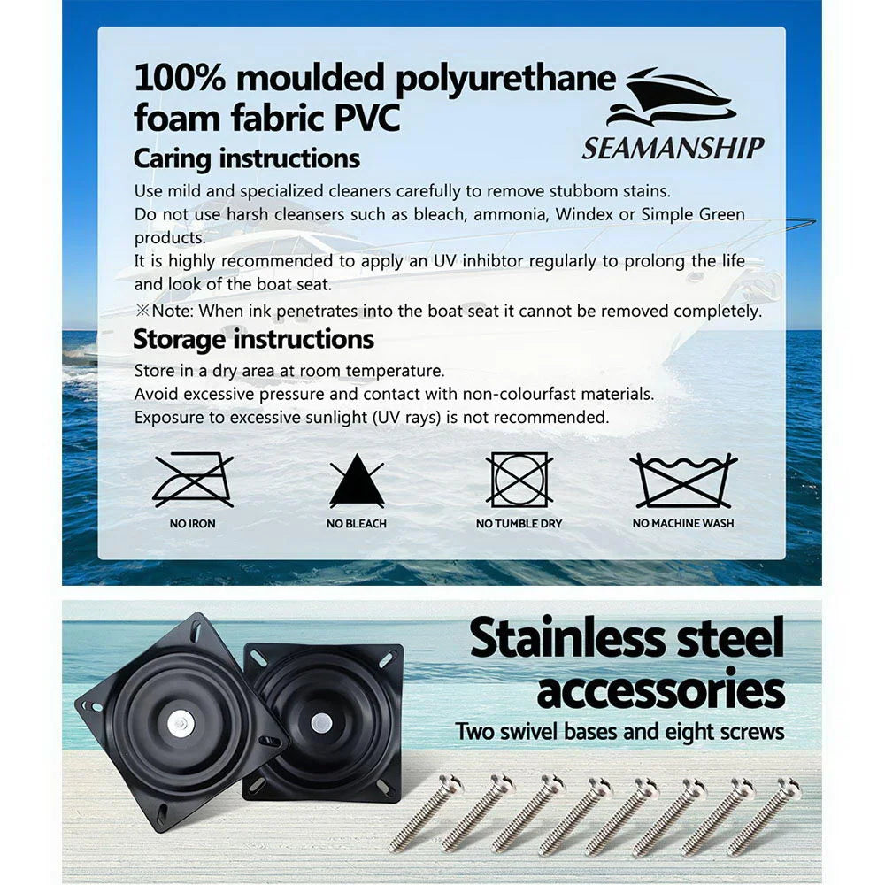 Folding Swivel Boat Seats (Set of 2) Grey - Outdoor