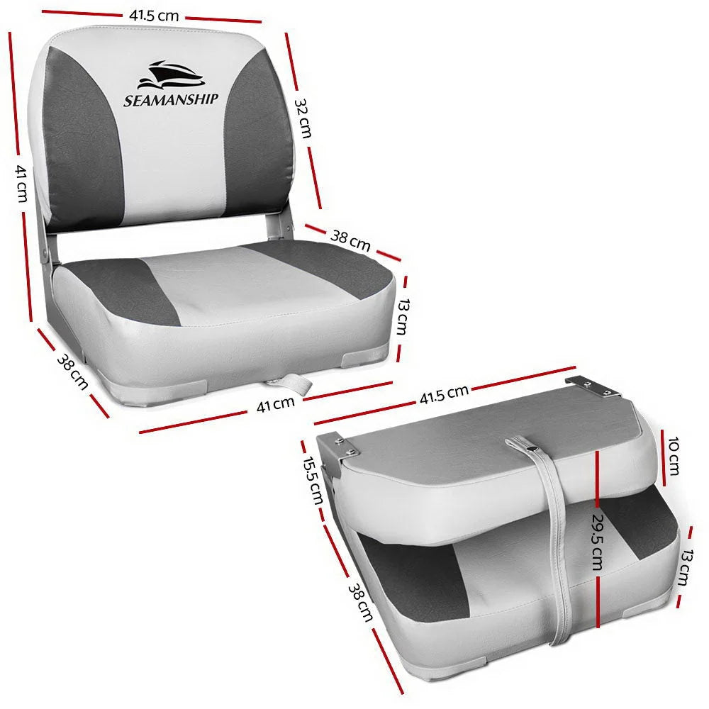 Folding Swivel Boat Seats (Set of 2) Grey - Outdoor