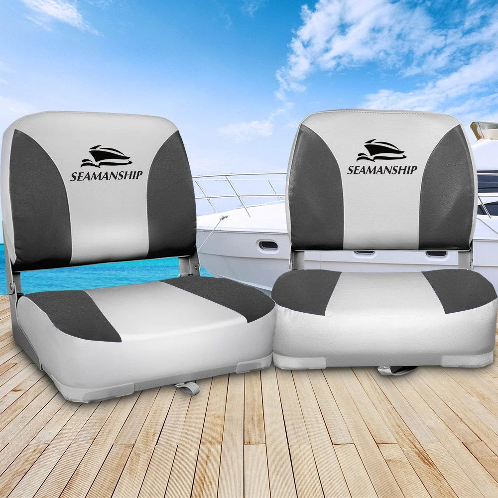 Folding Swivel Boat Seats (Set of 2) Grey - Outdoor