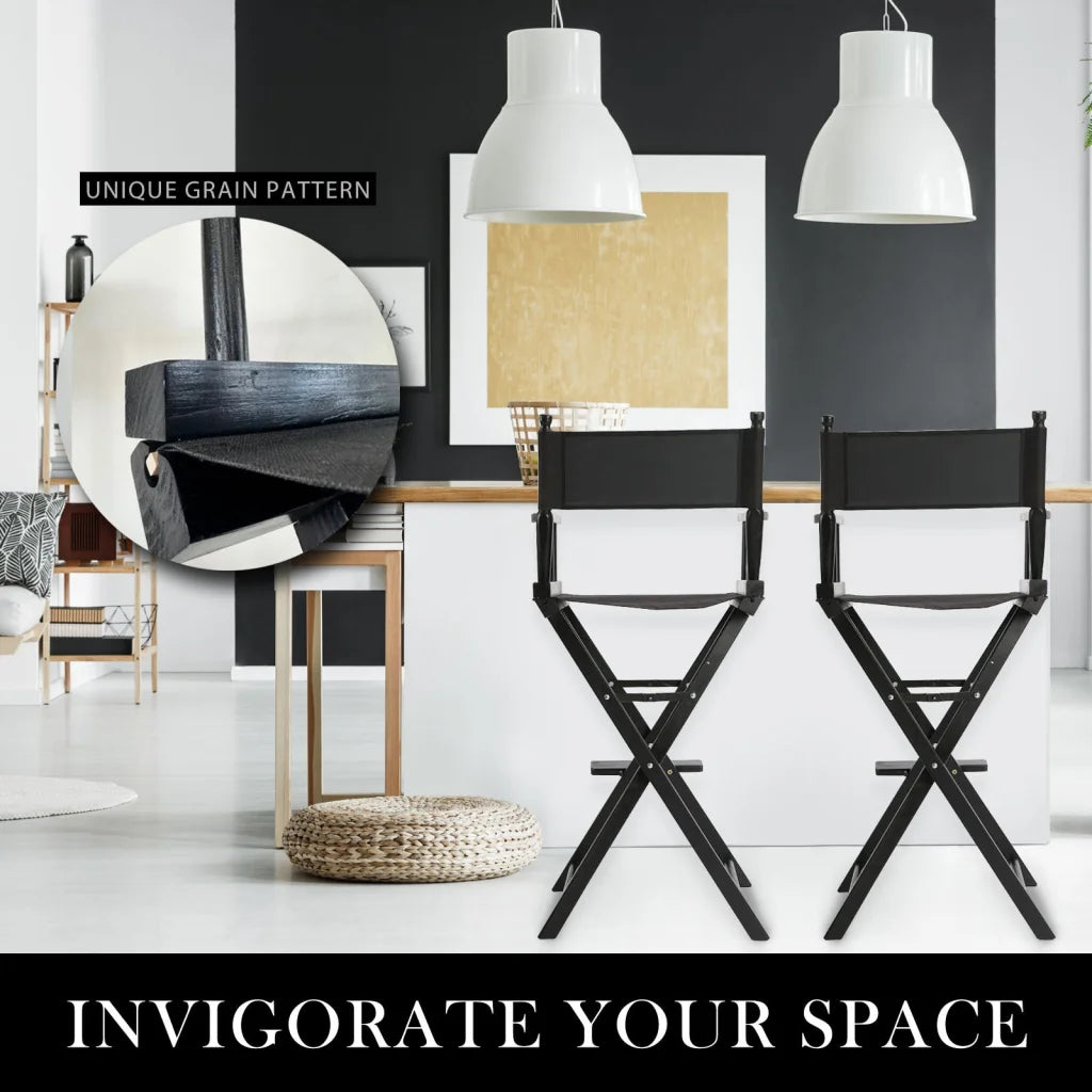 Folding Tall Chair Movie Director DARK HUMOR 75cm - Black