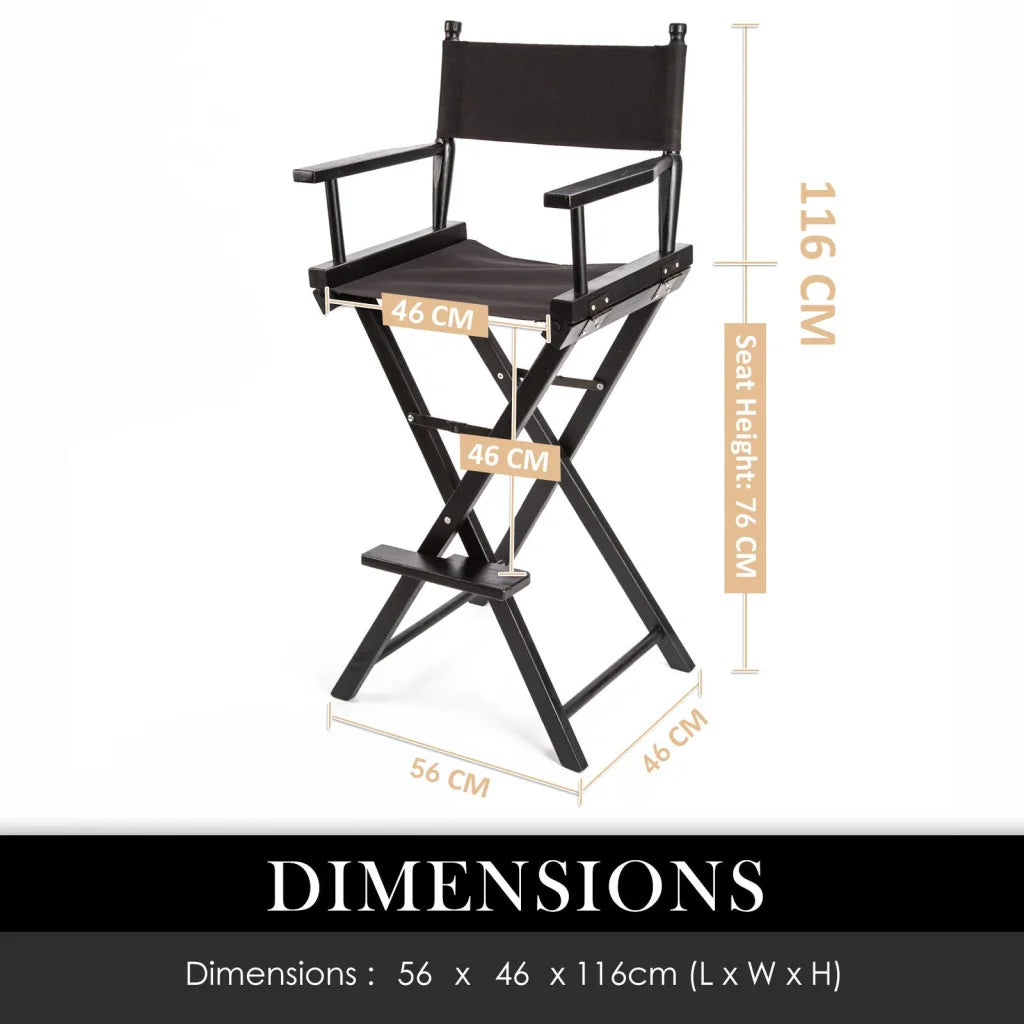 Folding Tall Chair Movie Director DARK HUMOR 75cm - Black