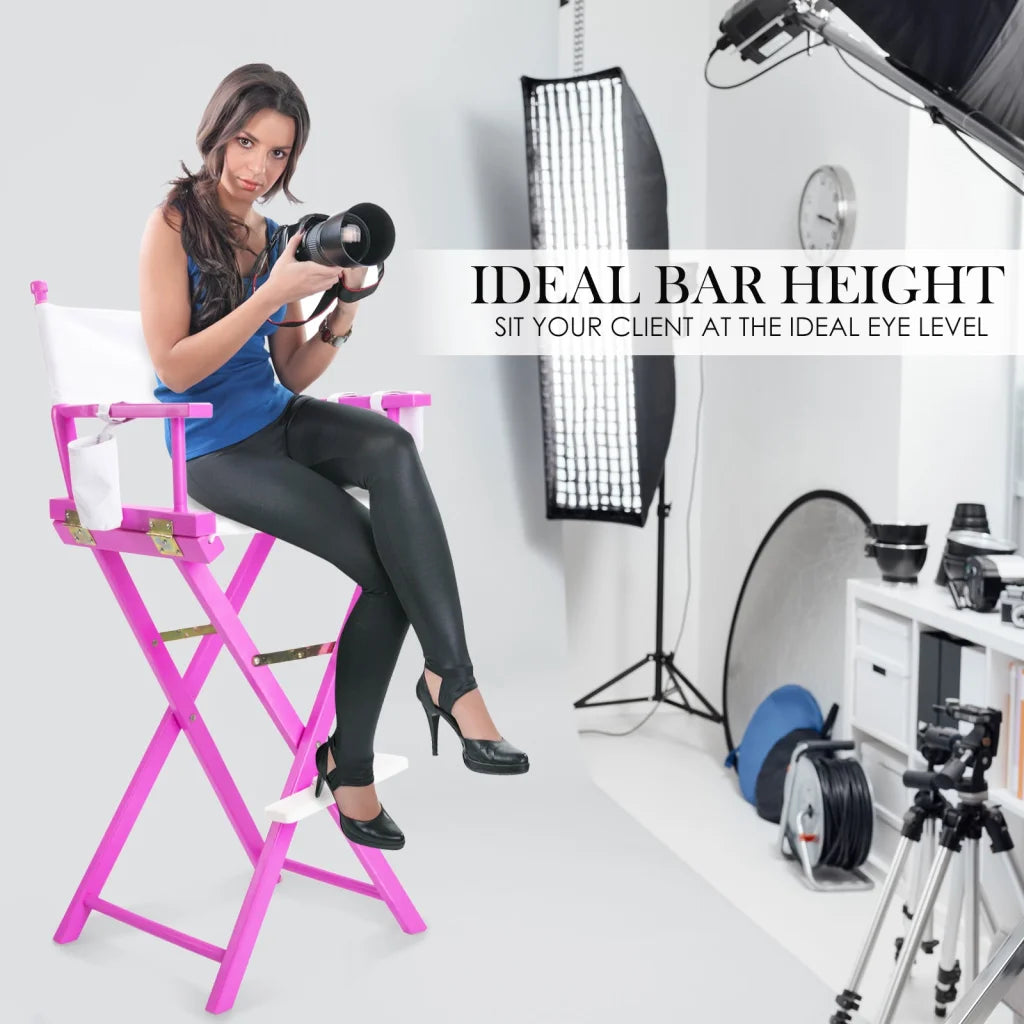 Folding Tall Chair Movie Director DARK HUMOR 75cm - Pink
