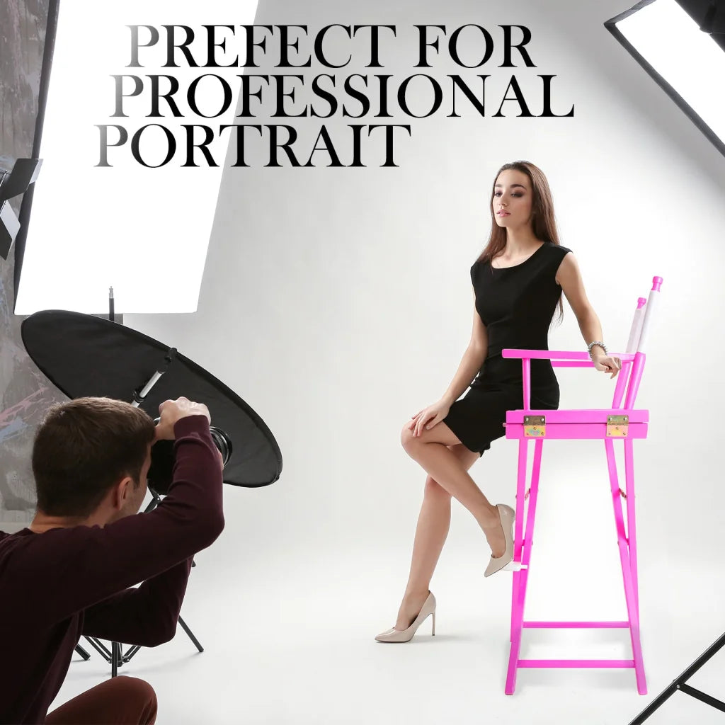 Folding Tall Chair Movie Director DARK HUMOR 75cm - Pink