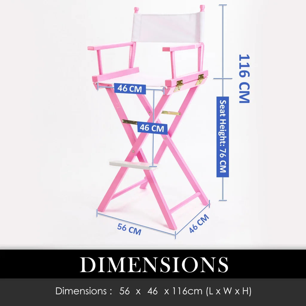 Folding Tall Chair Movie Director DARK HUMOR 75cm - Pink