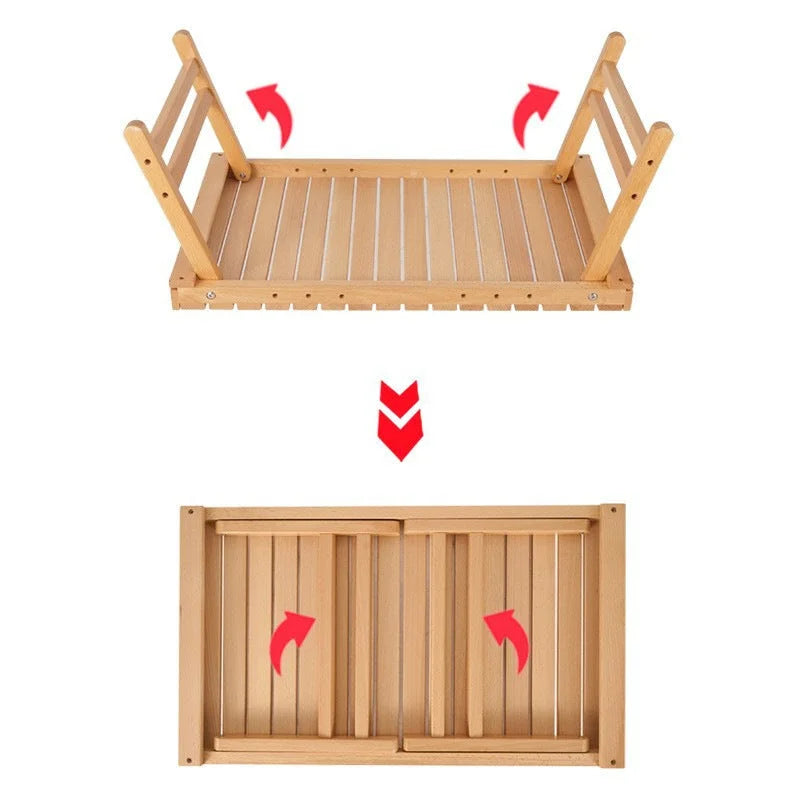 Folding Wooden Picnic Table - Portable Compact Outdoor