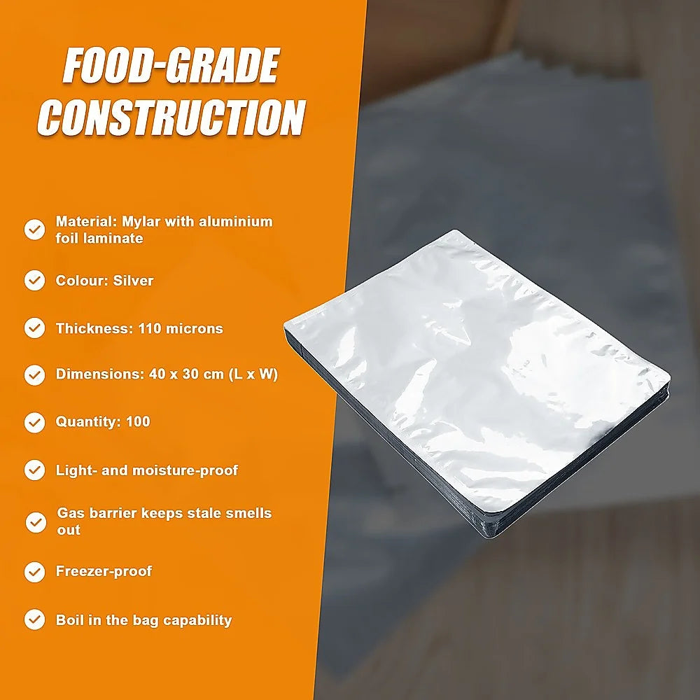 Food Vacuum Bags 100x Pouch Foil Aluminum Storage Heat Seal
