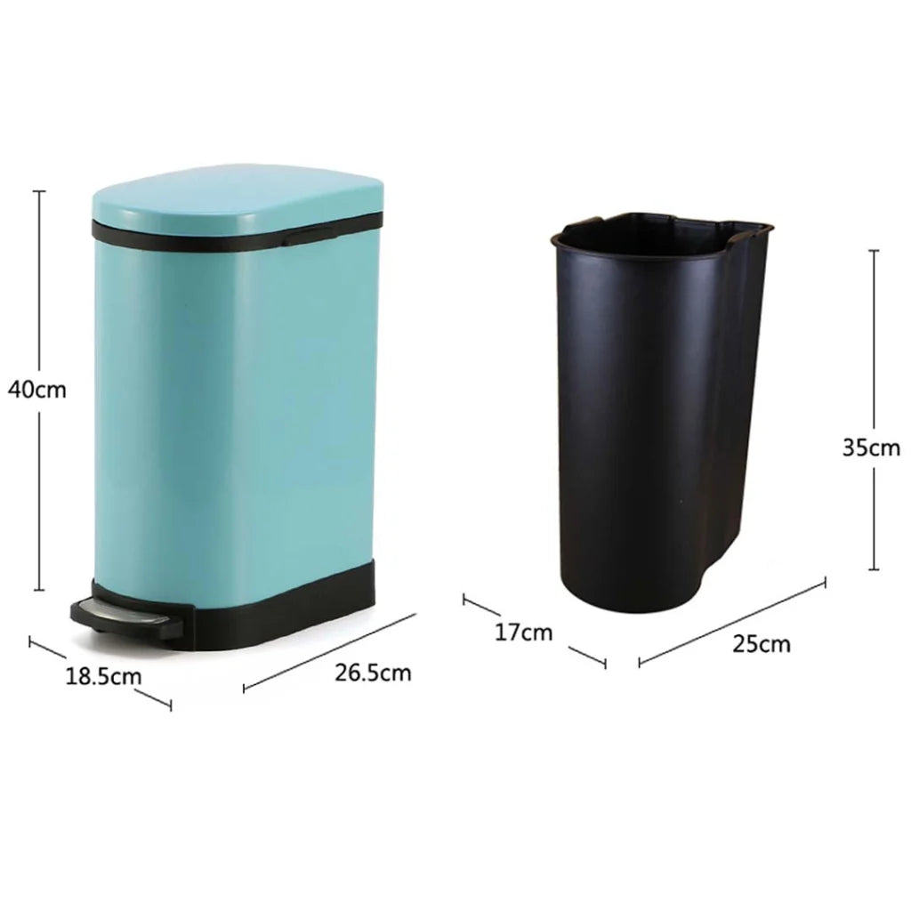 Foot Pedal Stainless Steel Rubbish Recycling Garbage Waste Trash Bin 10L - U Blue - Premium