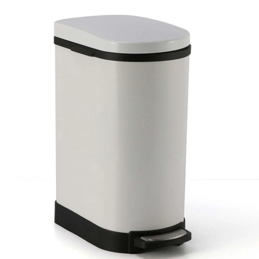 Foot Pedal Stainless Steel Rubbish Recycling Garbage Waste Trash Bin 10L - U White - Premium