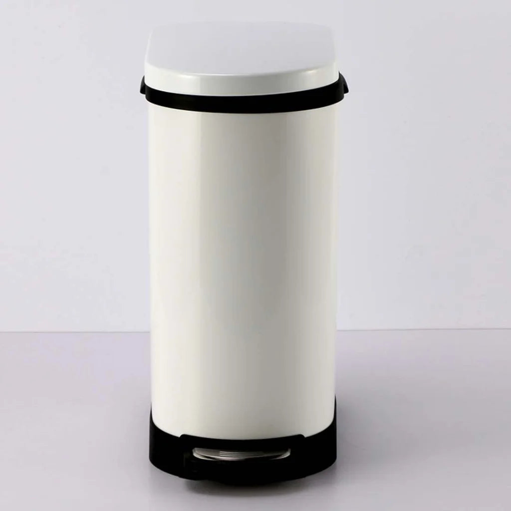 Foot Pedal Stainless Steel Rubbish Recycling Garbage Waste Trash Bin 10L - U White - Premium