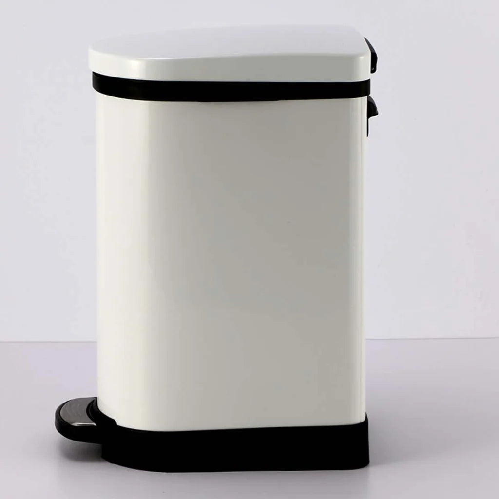 Foot Pedal Stainless Steel Rubbish Recycling Garbage Waste Trash Bin 10L - U White - Premium