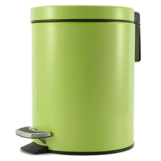 Foot Pedal Stainless Steel Rubbish Recycling Garbage Waste Trash Bin Round 7L - Green - Premium