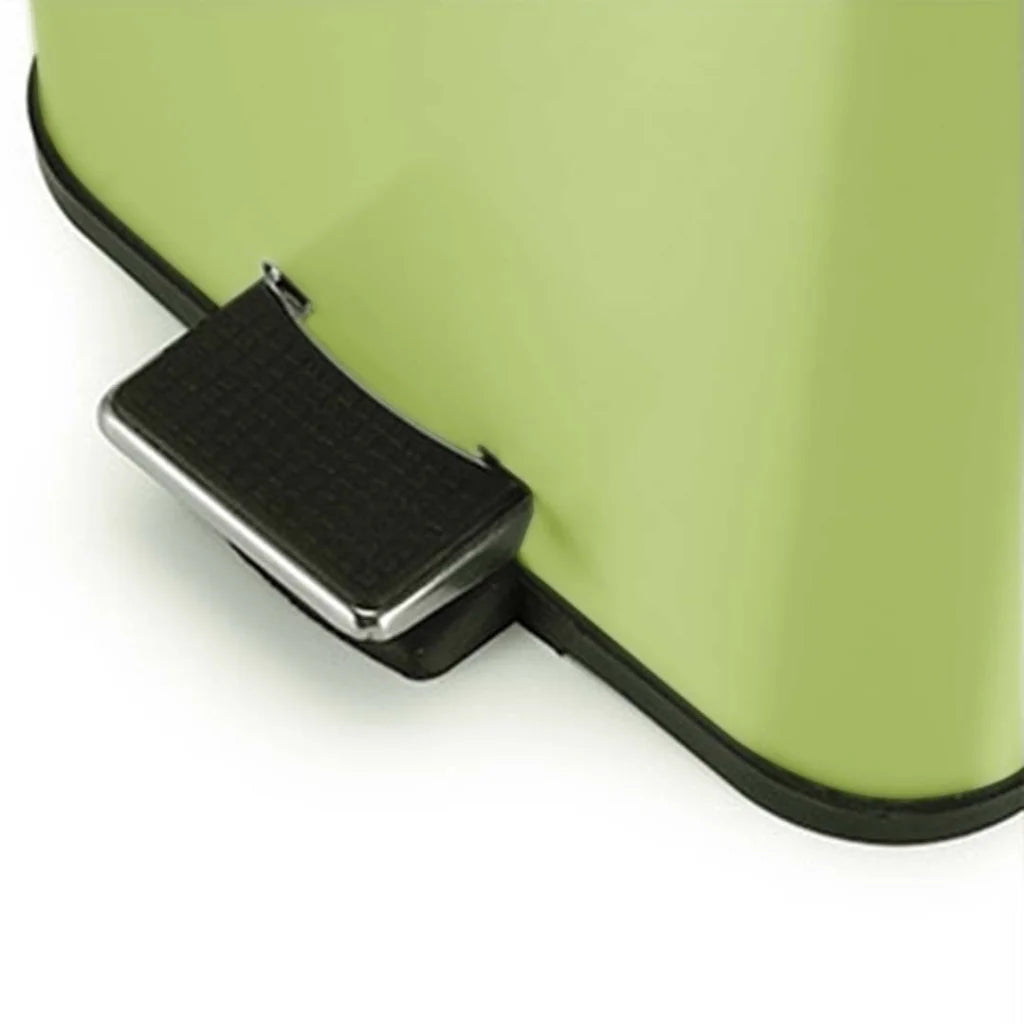Foot Pedal Stainless Steel Rubbish Recycling Garbage Waste Trash Bin Square 12L - Green - Premium