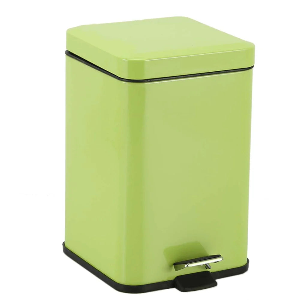 Foot Pedal Stainless Steel Rubbish Recycling Garbage Waste Trash Bin Square 12L - Green - Premium