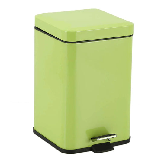 Foot Pedal Stainless Steel Rubbish Recycling Garbage Waste Trash Bin Square 12L - Green - Premium