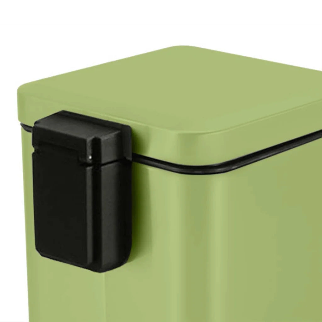 Foot Pedal Stainless Steel Rubbish Recycling Garbage Waste Trash Bin Square 12L - Green - Premium
