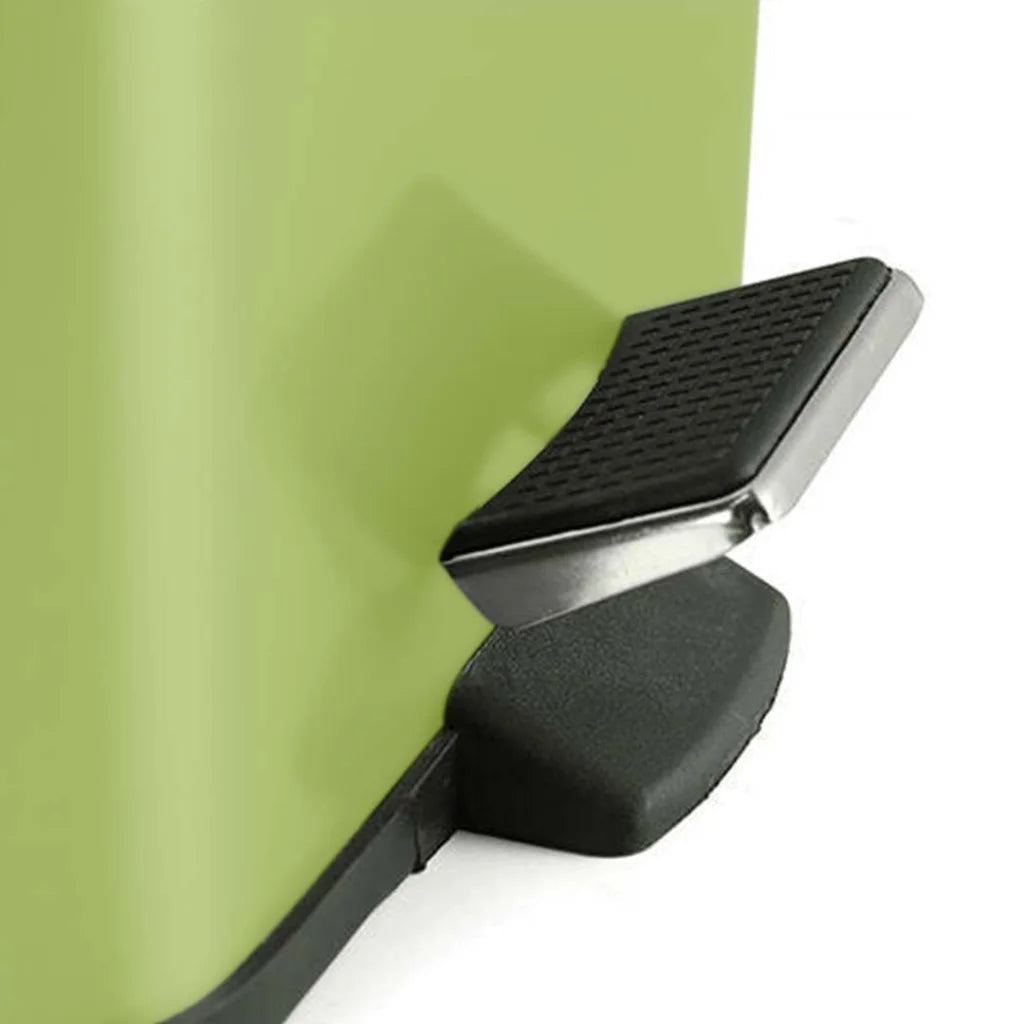 Foot Pedal Stainless Steel Rubbish Recycling Garbage Waste Trash Bin Square 12L - Green - Premium