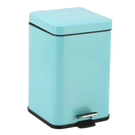Foot Pedal Stainless Steel Rubbish Recycling Garbage Waste Trash Bin Square 6L - Blue - Premium