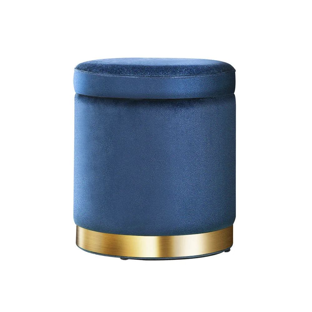 Foot Stool Round Velvet Storage Ottoman Padded Seat